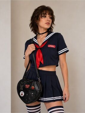 Stranger Things Hellfire Club Heart Crossbody Purse Black